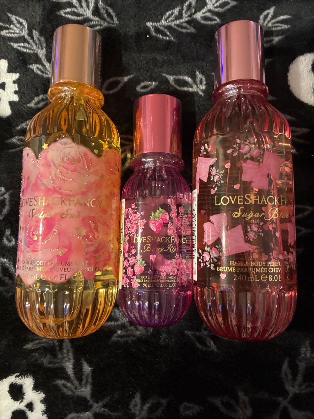 LoveShackFancy Velvet Sun, Berry Kiss, Sugar Blush— Floral Body Spray